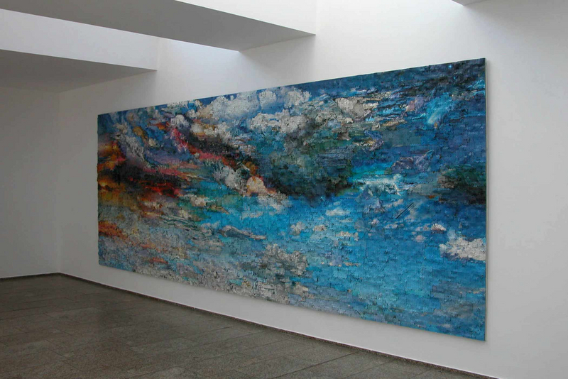 #54 „Luft für KfW“; 2007; 200 x 550 cm (79" x 217"); Puzzle auf Aluminium (Puzzle on aluminium); KfW Bankengruppe, Frankfurt am Main