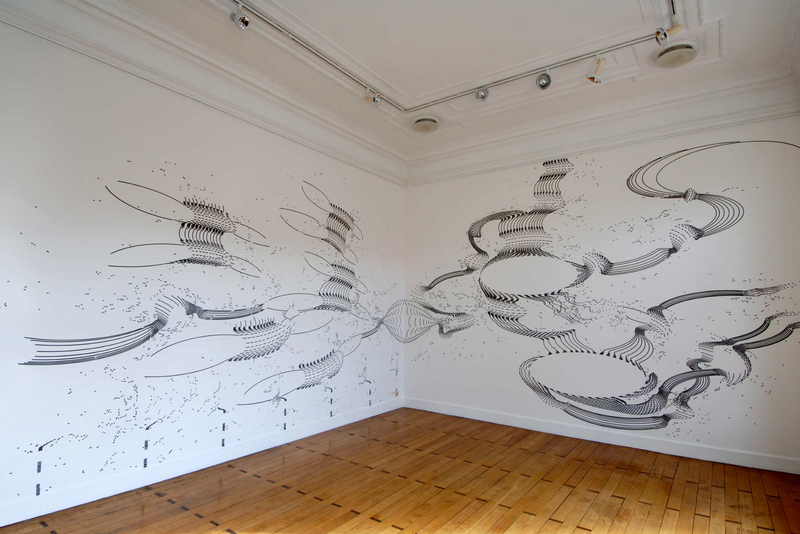 Wandzeichnung #16; „Bacteriorhodopsin“; 2006; Tusche auf Wand (Ink on wall);Galerie Vedovi, Brüssel, Belgien
