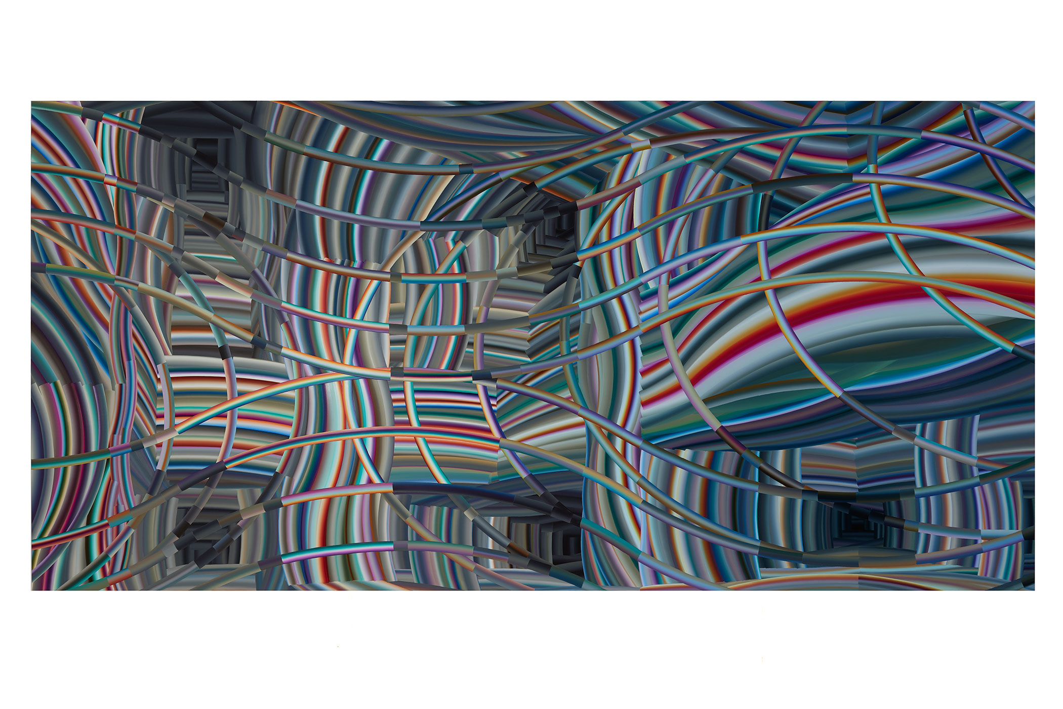 EP149 "Tesserakt"; 125 x 255 cm; Öl auf Aluminium; 2020; Foto: Annette Kradisch