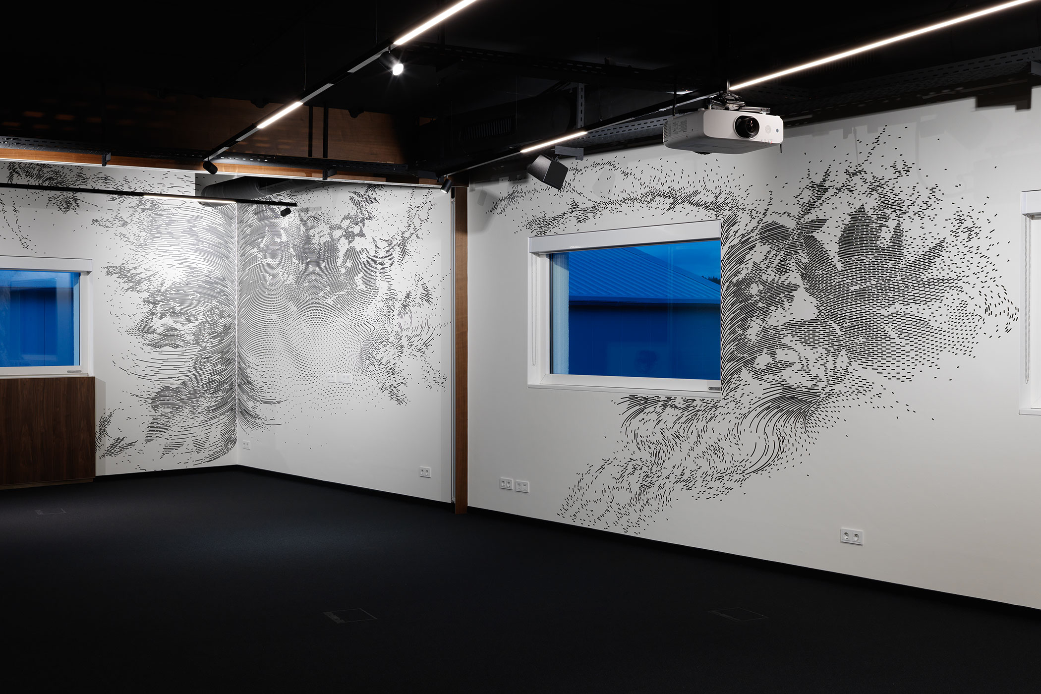 Wandzeichnung #37; 2017; Tusche auf Wand (Ink on wall); Firma Retterspitz, Schwaig; Courtesy Oechsner Galerie; Foto: Annette Kradisch